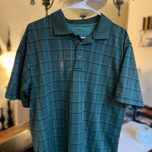PGA Tour Men's Polo Shirt in Dark Green Plaid